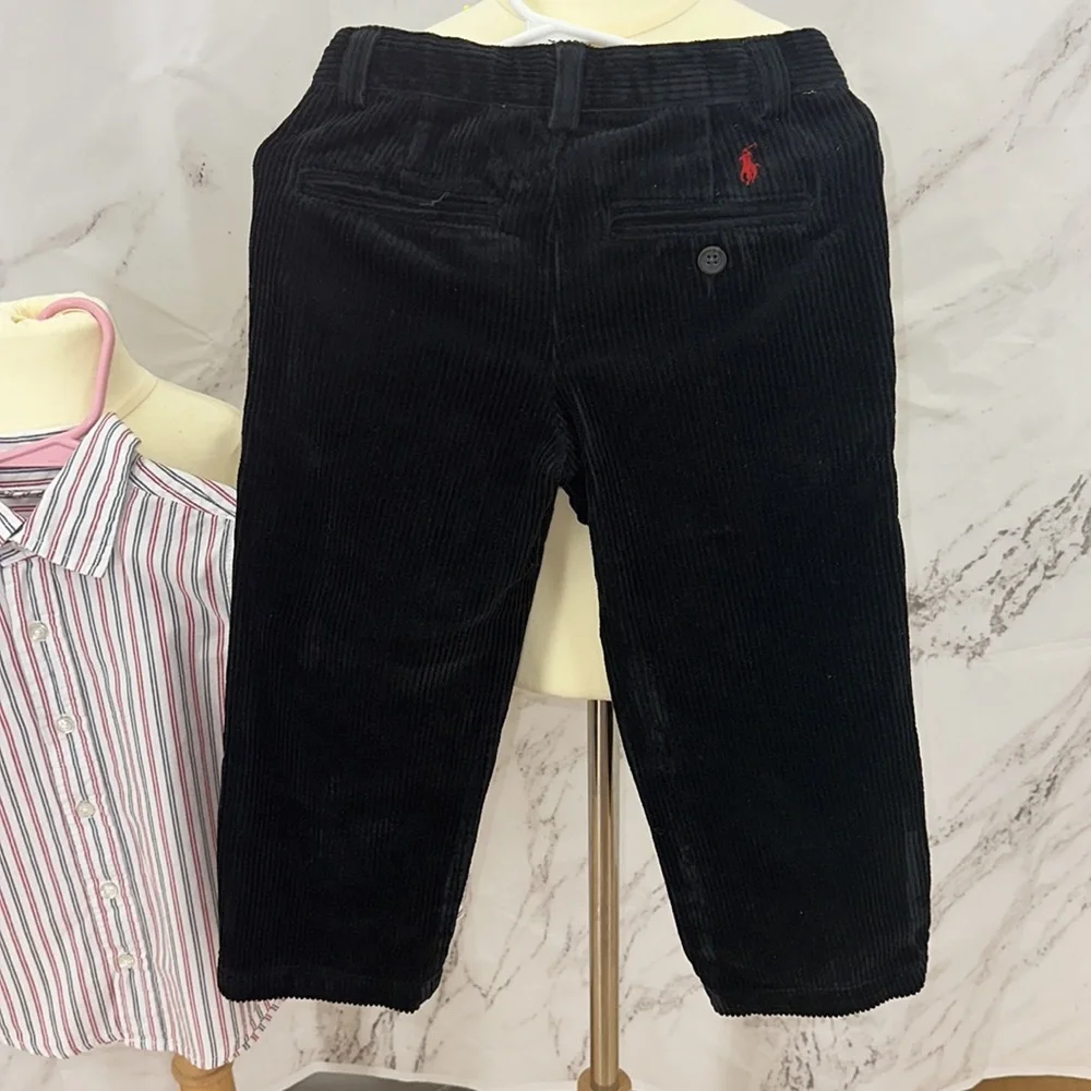 Ralph Lauren Black Cordouroy dress pants longs sleeve Button down dress shirt 3t
